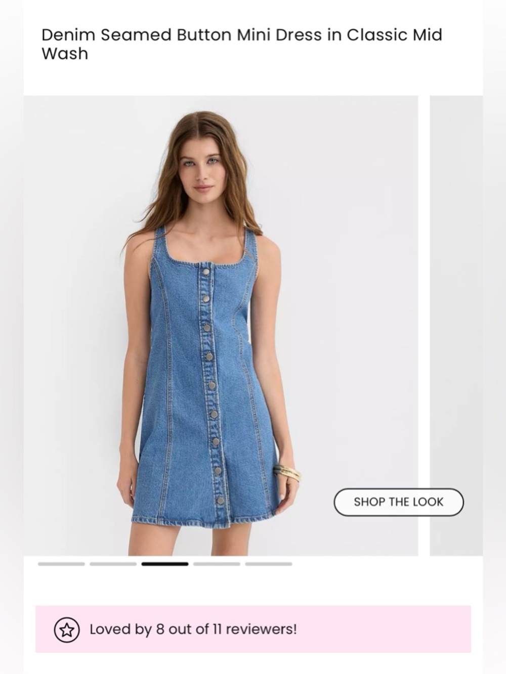 NWOT Ann Taylor Loft Denim Seamed Button Mini Dress Size 8 Petite